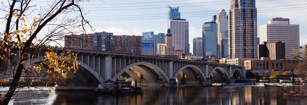 Bridge into city.